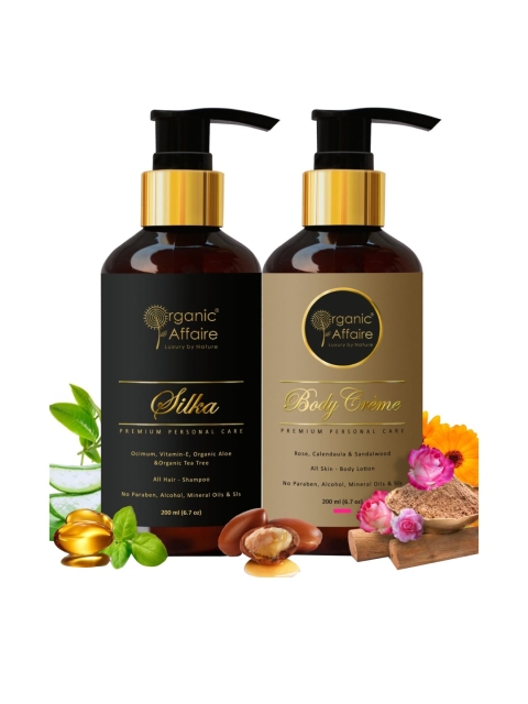

Organic Affaire Set Of 2 All Hair Aloe Vera Shampoo 200ml & Rose Body Lotion 200ml, Black