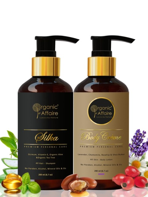 

Organic Affaire Set Of 2 All Hair Tea Tree Shampoo 200ml & Lavender Body Lotion 200ml, Black