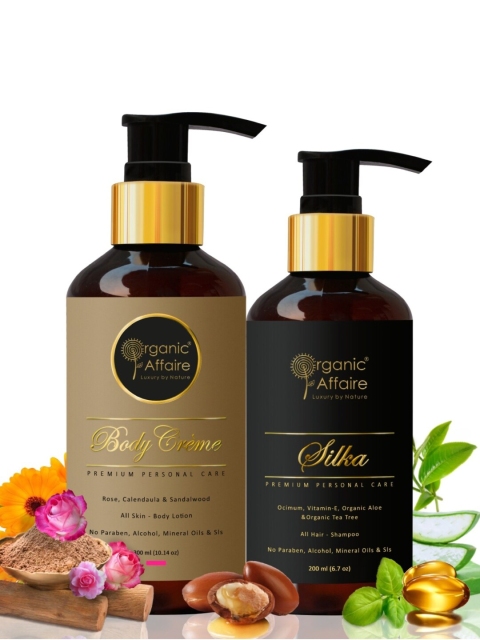 

Organic Affaire Set Of 2 All Hair Aloe Vera Shampoo 200ml & Rose Body Lotion 300ml, Black