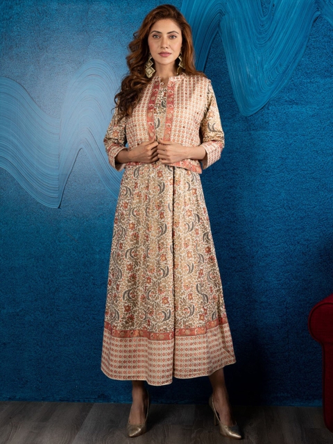 

BEATITUDE Women Beige Paisley Printed Kurta