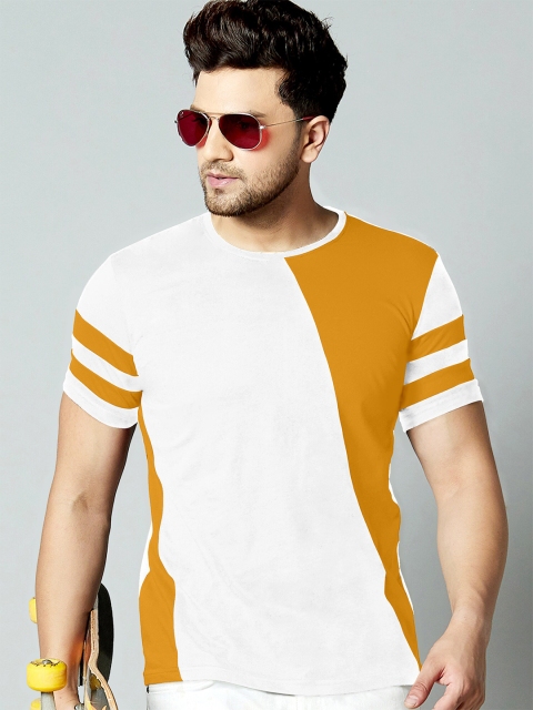 

AUSK Men White Colourblocked Applique T-shirt with Mask