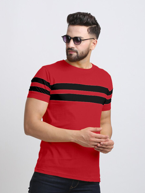 

AUSK Men Maroon & Black Striped T-shirt