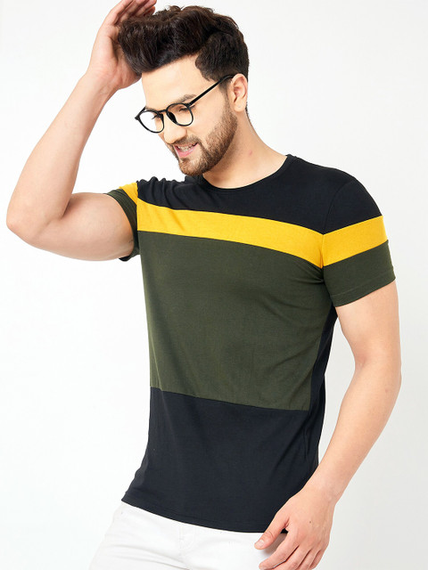 

AUSK Men Green Colourblocked Applique T-shirt with Mask