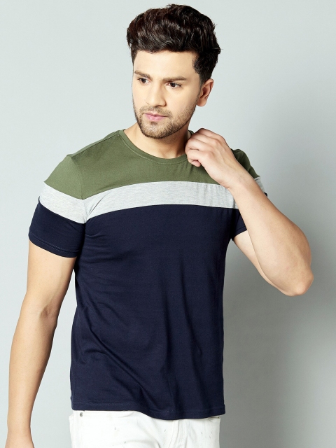 

AUSK Men Blue Colourblocked Extended Sleeves T-shirt with Mask