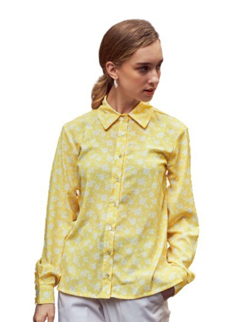 

NEOFAA Women Yellow Printed Casual Shirt