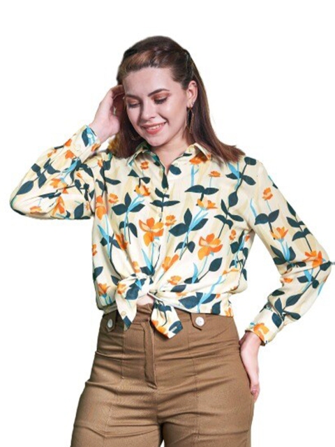 

NEOFAA Women Red Printed Casual Shirt
