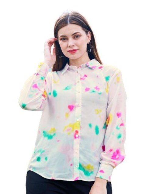 

NEOFAA Women White Printed Casual Shirt