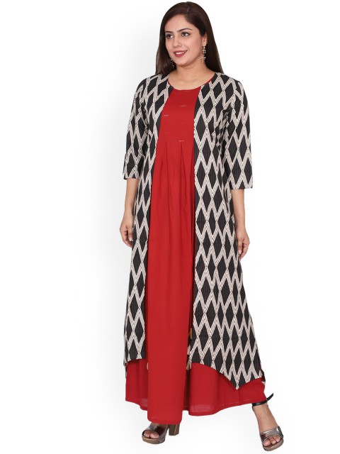 

SUTI Women Maroon Printed Kurta