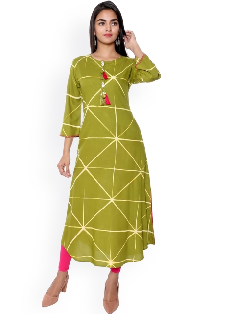 

SUTI Women Green Geometric Printed Kurta