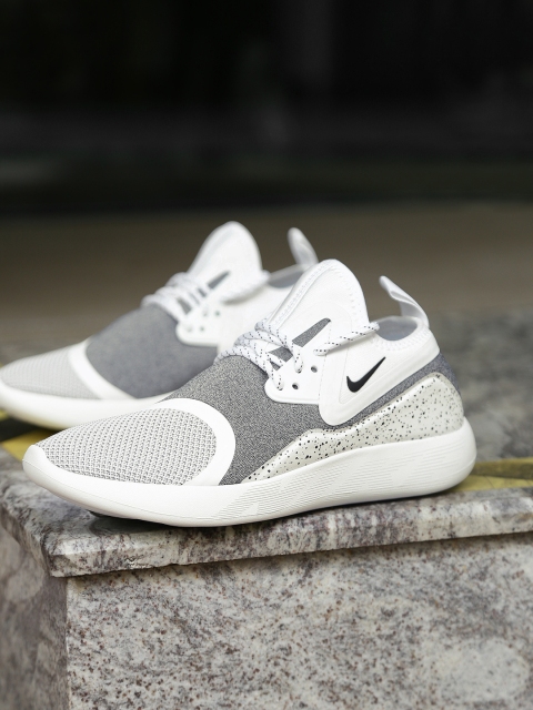 

Nike Men White & Grey Printed Canvas LUNARCHARGE ESSENTIAL Mid-Top Sneakers