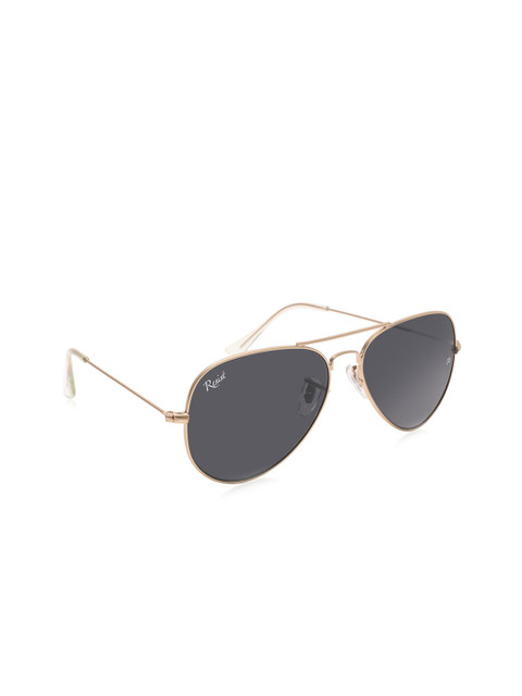 

RESIST EYEWEAR Unisex Black Lens & Gold-Toned Aviator Sunglasses with UV Protected Lens