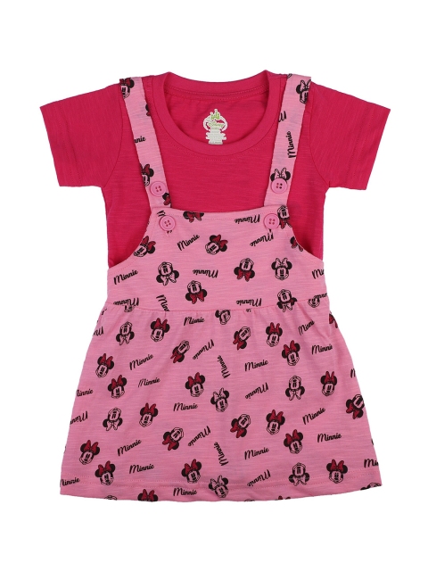 

Bodycare Pink printed Dungarees With Solid T-shirt
