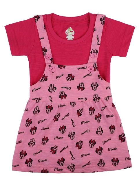 

Bodycare Pink Printed Dungarees with solid T-shirt