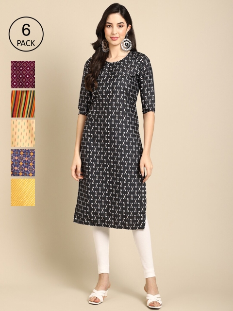 

Ethnic basket 6 Women Multicoloured Geometric Printed Crepe Kurta, Multi