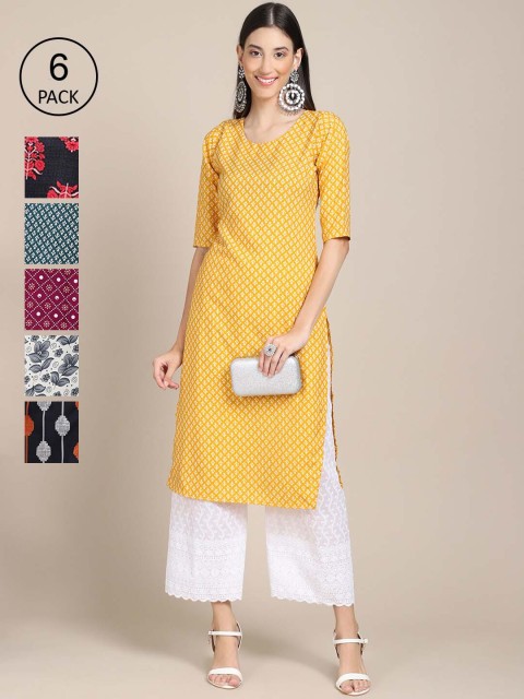 

Ethnic basket 6 Women Multicoloured Geometric Printed Crepe Kurta, Multi