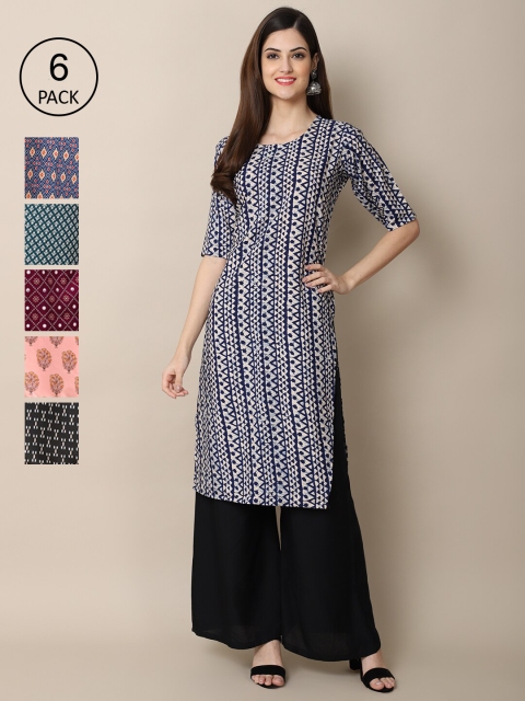 

Ethnic basket 6 Women Multicoloured Geometric Printed Crepe Kurta, Multi