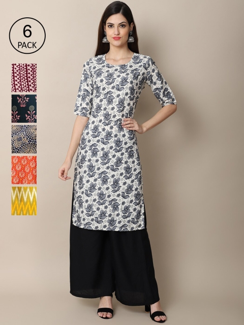 

Ethnic basket 6 Women Multicoloured Geometric Printed Crepe Kurta, Multi