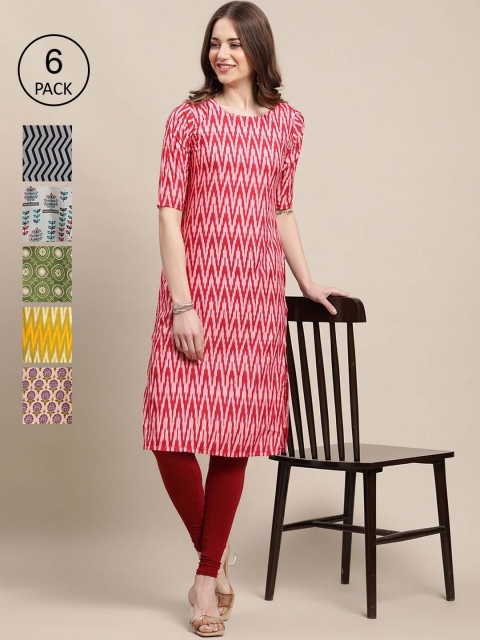 

Ethnic basket 6 Women Multicoloured Geometric Printed Crepe Kurta, Multi