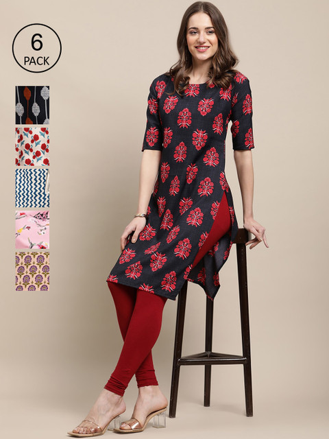 

Ethnic basket 6 Women Multicoloured Geometric Printed Crepe Kurta, Multi