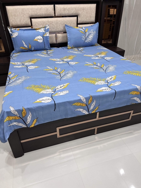 

Pure Decor Blue & White Floral 260 TC Queen Bedsheet with 2 Pillow Covers