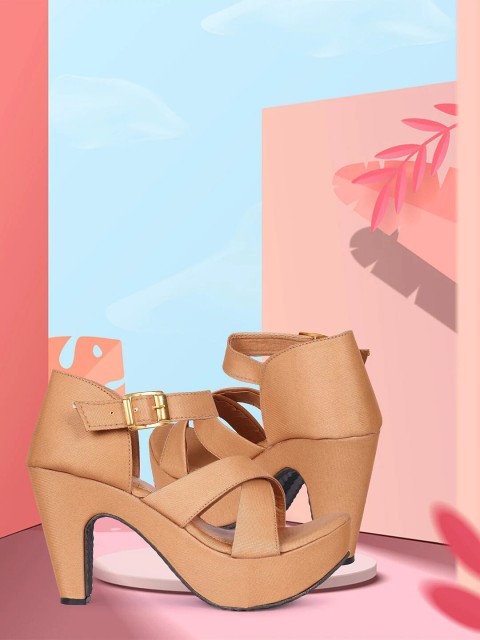

Alishtezia Beige PU Block Heels with Buckles