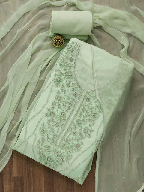 

Koskii Green Embroidered Unstitched Dress Material