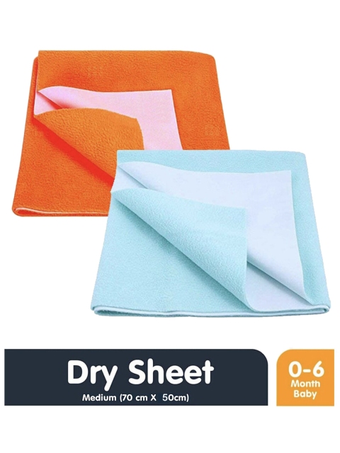 

Moms Home Kids Set Of 2 Solid Waterproof Protector & Dry Sheet, Orange