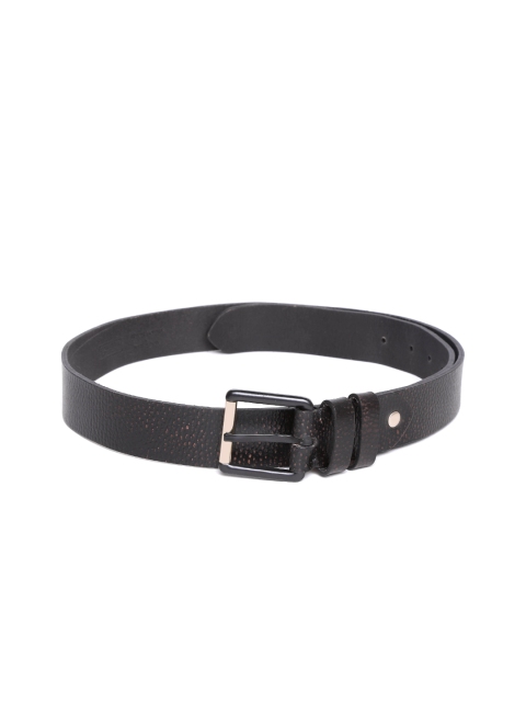 

United Colors of Benetton Men Black Solid Leather Belt
