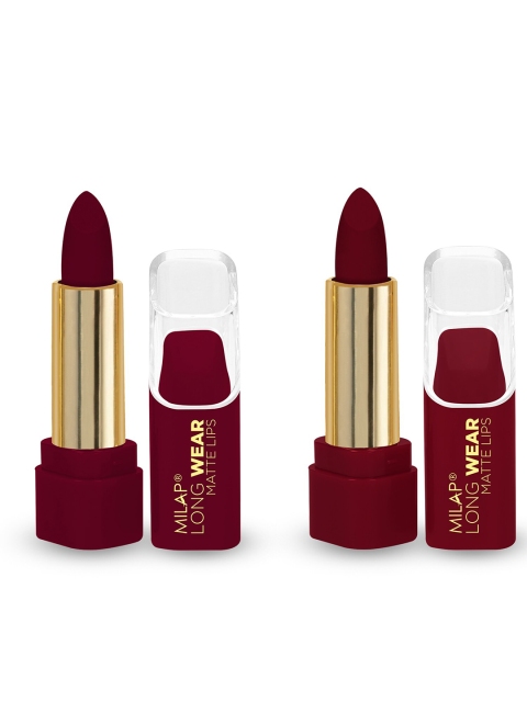 

MILAP Set Of 2 Long Wear Matte Lipstick -Fired up Too Bad, I'm Bad 8.4 gm, Maroon