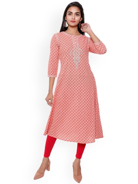 

SUTI Women Peach-Coloured Ethnic Motifs Printed Kurta