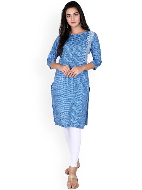

SUTI Women Blue Geometric Flared Sleeves Kurta