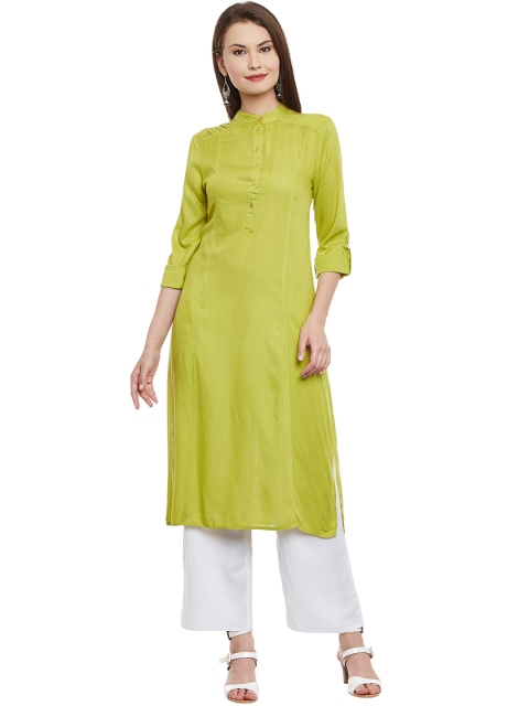 

PANIT Women Lime Green Solid Straight Kurta