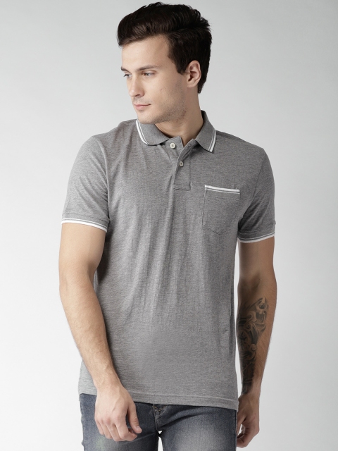 

Aeropostale Men Grey Melange Solid Polo Collar T-shirt