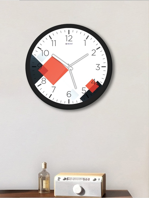 

WENS White & Black Printed Contemporary Wall Clock