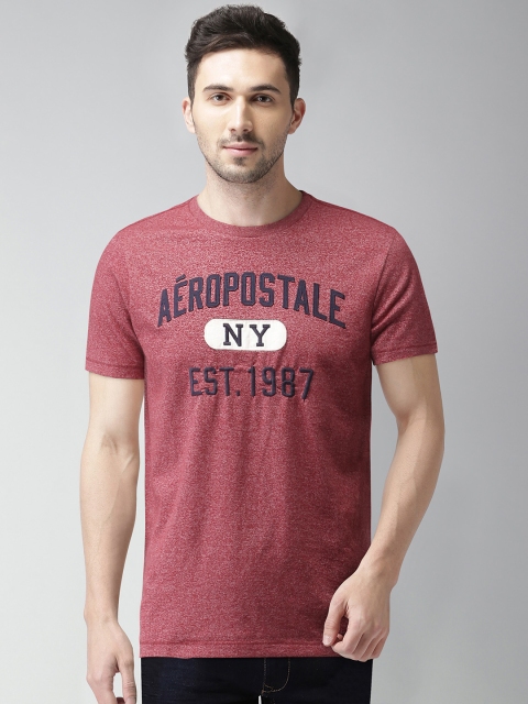 

Aeropostale Men Red Self-Design Round Neck T-shirt