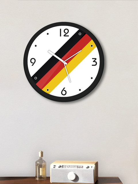 

WENS White & Red Printed Contemporary Wall Clock