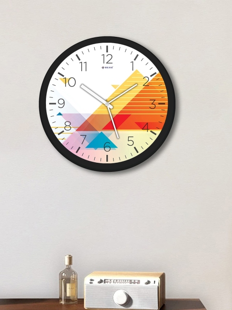 

WENS White & Yellow Printed Contemporary Wall Clock