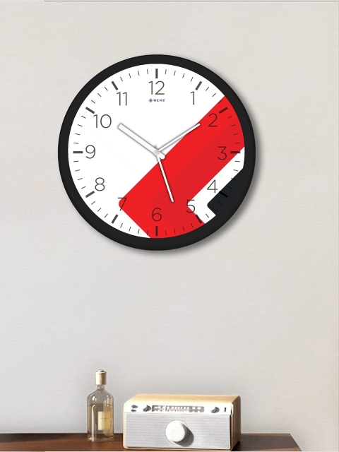 

WENS White & Red Printed Contemporary Wall Clock
