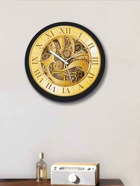 

WENS Black & Gold-Toned Printed 12 Inch Analogue Contemporary Wall Clock