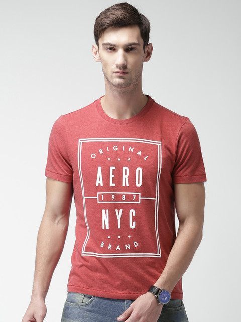 

Aeropostale Men Red Printed Round Neck T-shirt