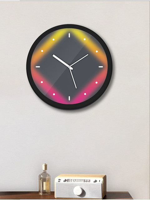 

WENS Black & Yellow Printed Contemporary Wall Clock