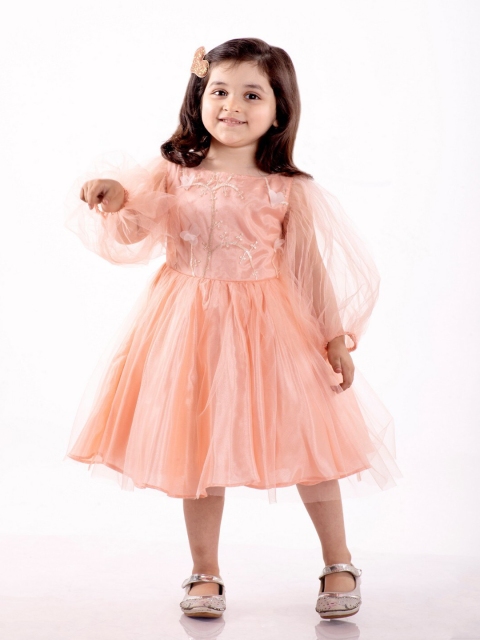 

Jelly Jones Girls Peach-Coloured Net Dress