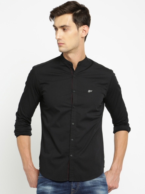 

Ed Hardy Men Black Solid Casual Shirt