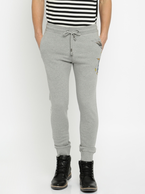 

Ed Hardy Grey Melange Printed Jogger Track Pants