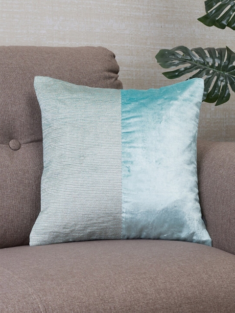 

HomeTown Blue Colourblocked Velvet Square Cushion Covers