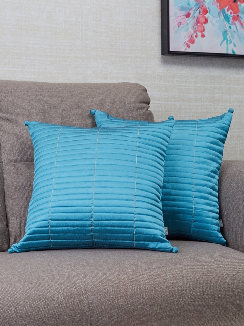 

HomeTown Blue Set of 2 Striped Square Cushion Covers