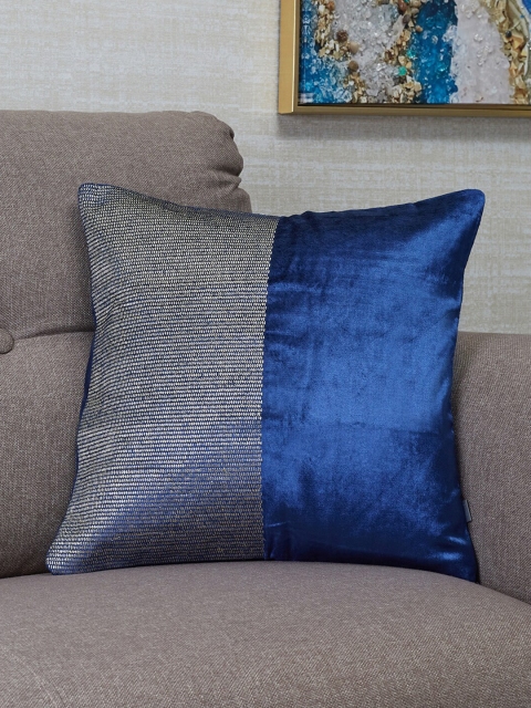 

HomeTown Blue Colourblocked Velvet Square Cushion Covers