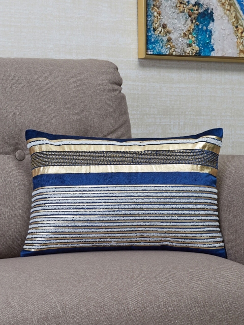 

HomeTown Blue & White Striped Velvet Rectangle Cushion Covers