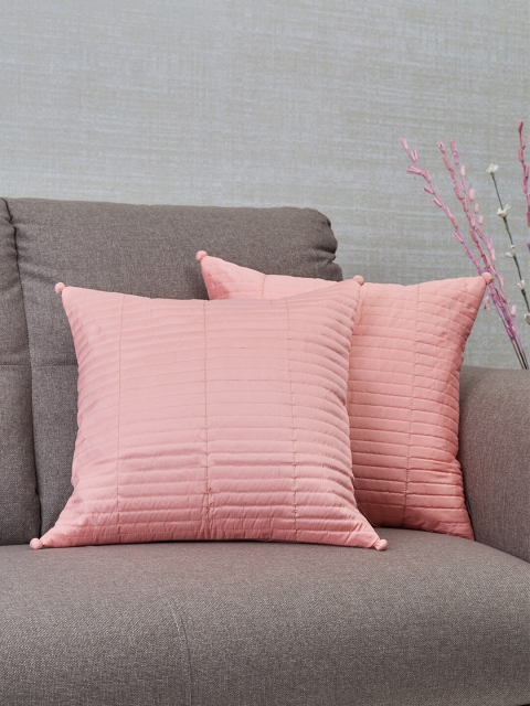 

HomeTown Pink Set of 2 Striped Square Cushion Covers