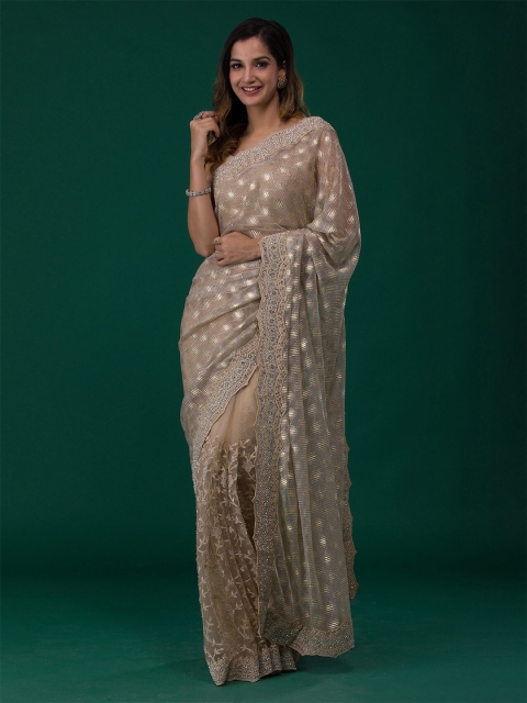 

Koskii Gold-Toned Embroidered Supernet Saree